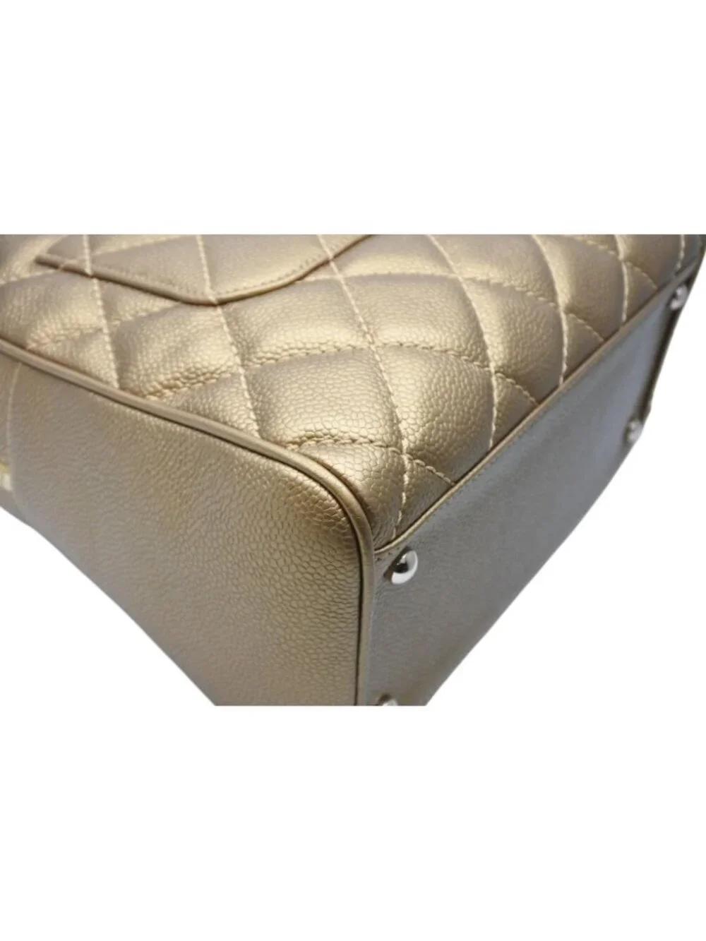Chanel Handbag Caviar Leather CC Logo Fringe Gold